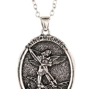 Saint Michael Silver Pendant Necklace